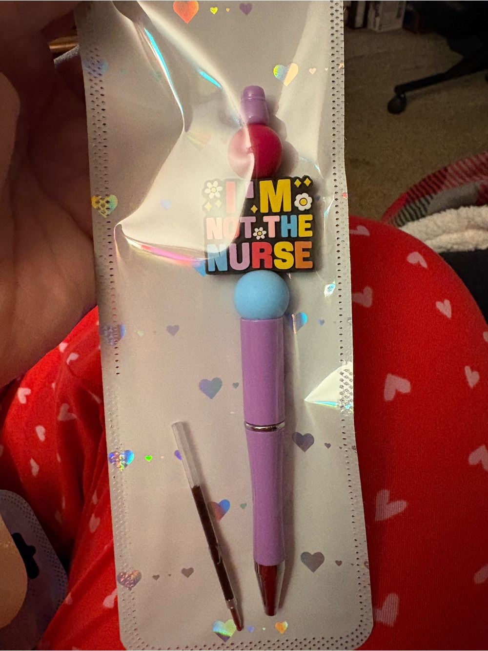 Novelty 'I'M NOT THE NURSE' Purple Ball-Top Pen
